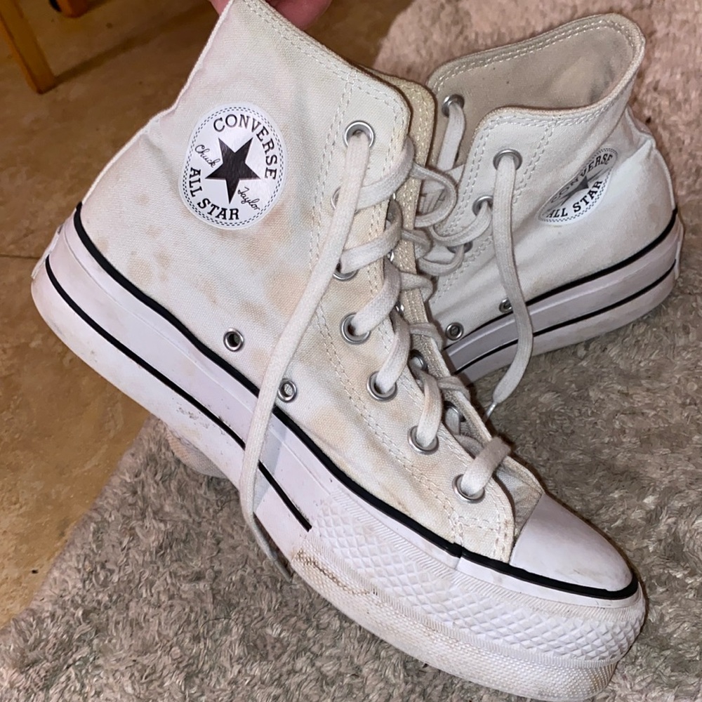 Women’s white high top platform converse